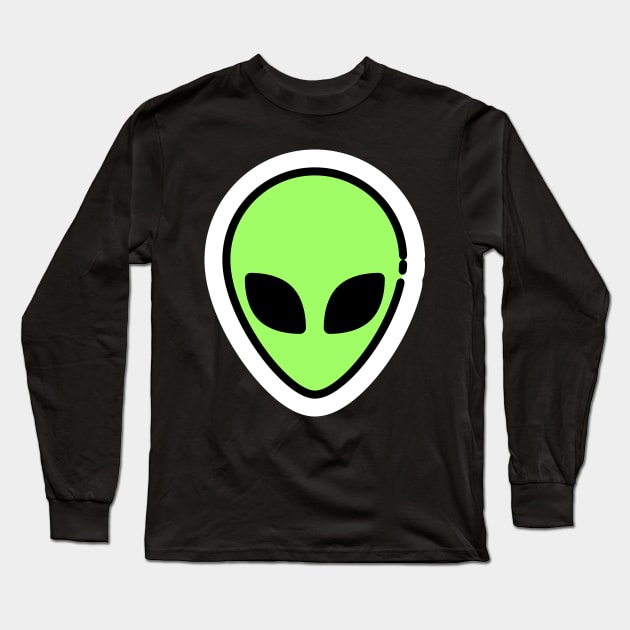 Alien Face // Line Art Sticker Long Sleeve T-Shirt by Pulpixel